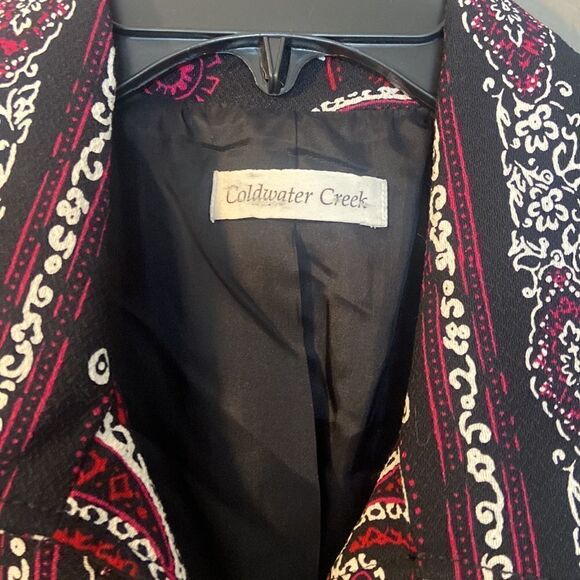 Coldwater Creek Black Pink Paisley Open 3/4 Sleeve Jacket, 12 - Picture 2 of 6